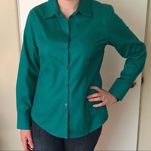 Chico’s button down teal no-iron blouse